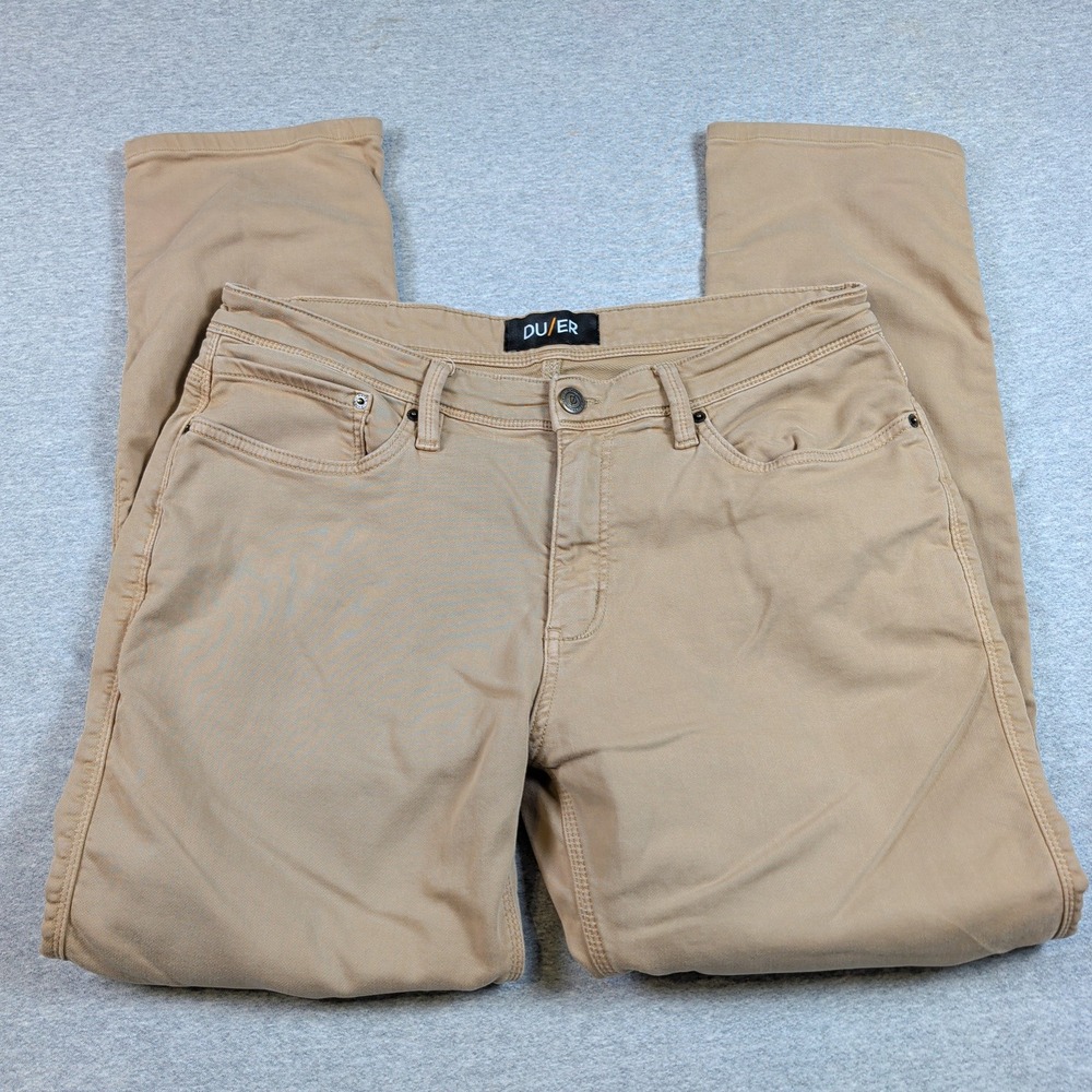 DU/ER N2X Relaxed Taper Pants Tan Khaki MFNR1002 Mens 36x32 No Sweat Pant